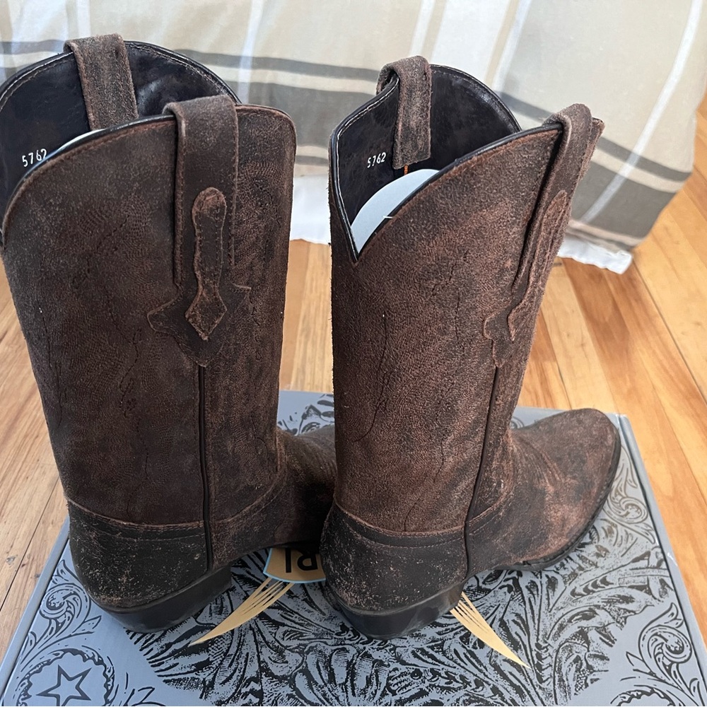 Vaccari Wyatt Brown Roughout Cowboy Boots 9D - Picture 3 of 7